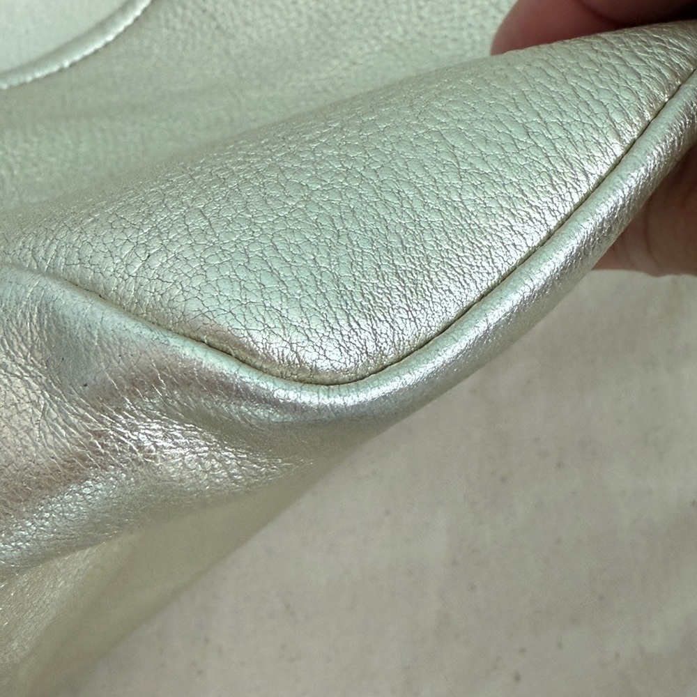 Metallic Pearl Shoulder Hobo with Tan Strap - Picture 7 of 16